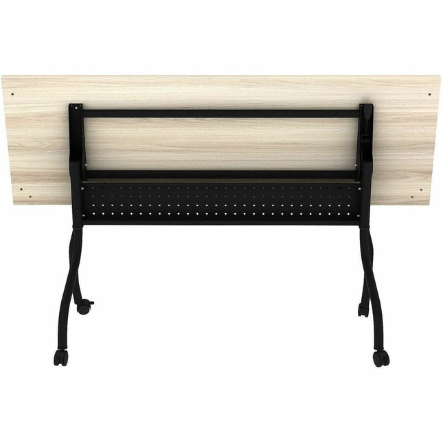 Lorell Modern Elm/Black Flip-Up Training Tables - Melamine Top - Black Four Leg Base - 4 Legs - 72" Table Top Width x 23.60" Table Top Depth - 29.50" Height - Training - Assembly Required - Modern Elm - Nylon - Melamine Top Material - Metal Base Materi...
