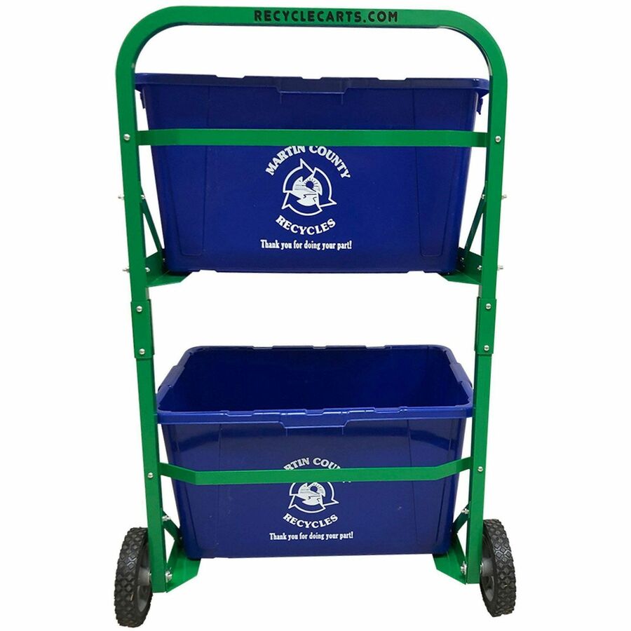 Five Star Products Recycling Cart for Bins - 220 lb Load Capacity - Aluminum - Green - 1 Each