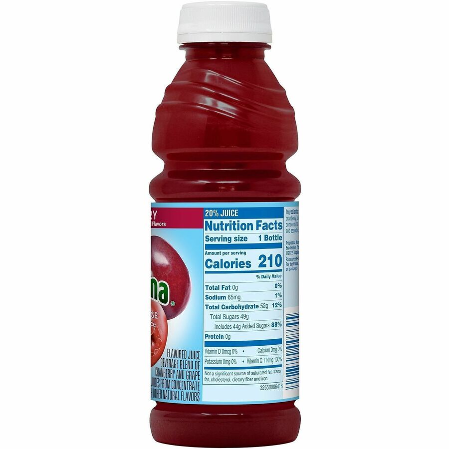 Quaker Oats Tropicana Bottled Juice - 15.20 fl oz (450 mL) - Cranberry - 12 / Carton