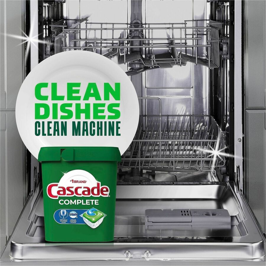 Cascade Professional Complete ActionPacs - Fresh Scent - For Dishwasher - Powder - Fresh Scent - Recommended For: Residue Remover, Grease Remover, Food Remover, Grime Remover, Baked-on Food Remover, Spot Remover - Phosphate-free - Green - 30 / Carton