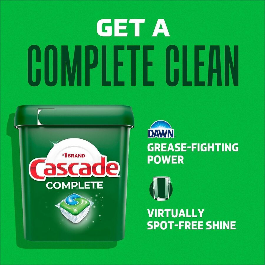 Cascade Professional Complete ActionPacs - Fresh Scent - For Dishwasher - Powder - Fresh Scent - Recommended For: Residue Remover, Grease Remover, Food Remover, Grime Remover, Baked-on Food Remover, Spot Remover - Phosphate-free - Green - 30 / Carton