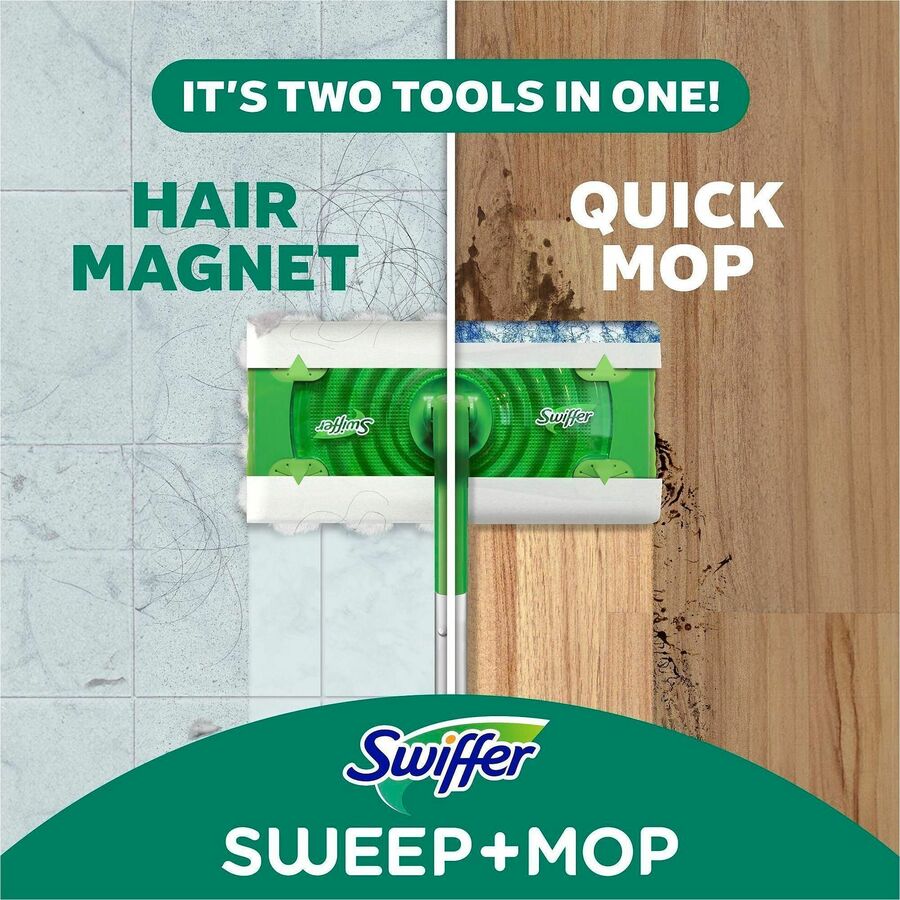 Swiffer Sweep and Mop Deluxe, 2-in-1 Floor Mopping and Sweeping Kit - Heavy Duty, Durable - Green - 1 Each