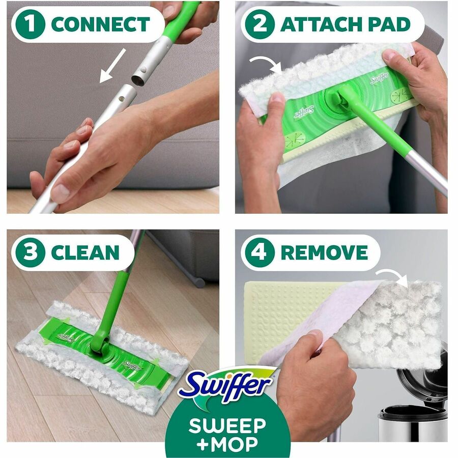 Swiffer Sweep and Mop Deluxe, 2-in-1 Floor Mopping and Sweeping Kit - Heavy Duty, Durable - Green - 1 Each