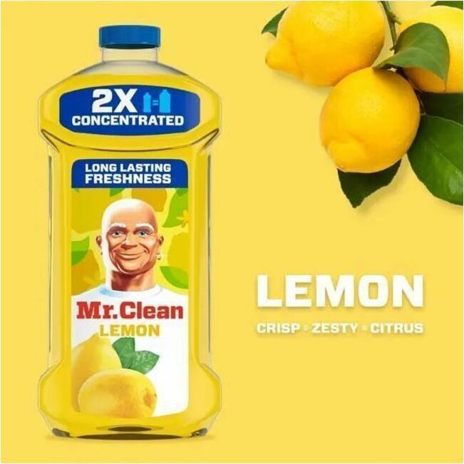Mr. Clean All Purpose Cleaner, Cleaning Liquid, Lemon - For Multi Surface, Multipurpose - Concentrate - Liquid - 64 fl oz (2 quart) - Fresh, Lemon Scent - Recommended For: Grease Remover, Grime Remover, Dirt Remover, Bacteria Remover - Long Lasting, Ch...