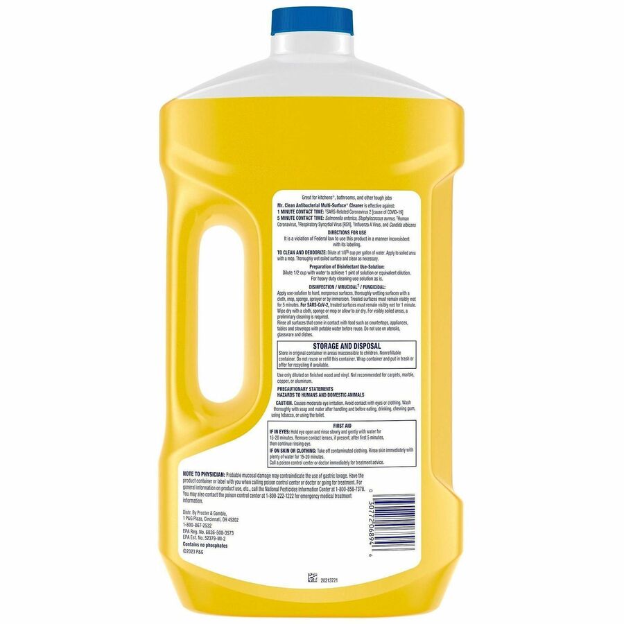 Mr. Clean All Purpose Cleaner, Cleaning Liquid, Lemon - For Multi Surface, Multipurpose - Concentrate - Liquid - 64 fl oz (2 quart) - Fresh, Lemon Scent - Recommended For: Grease Remover, Grime Remover, Dirt Remover, Bacteria Remover - Long Lasting, Ch...