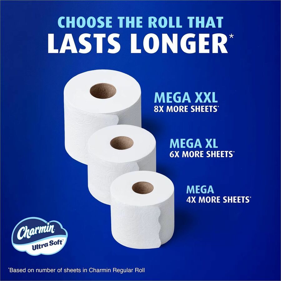 Charmin Ultra Soft Mega Roll - 2 Ply - Mega - White - Paper - 1 / Carton