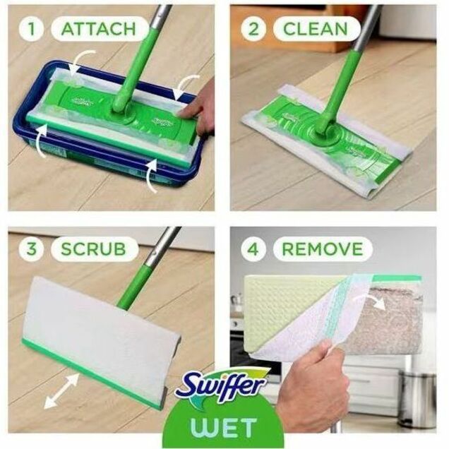 Swiffer Sweeper Wet Cloths - Residue-free - White - 24 / Pack