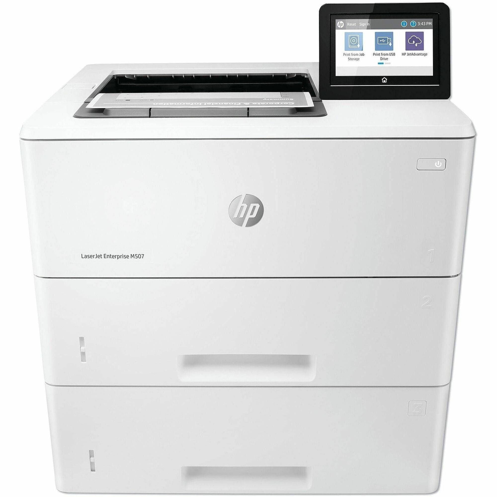 HP LaserJet Enterprise M507 M507x Desktop Laser Printer - Monochrome - 43 ppm Mono - 1200 x 1200 dpi Print - Automatic Duplex Print - 1200 Sheets Input - Ethernet - Wireless LAN - Apple AirPrint, Google Cloud Print, HP ePrint, Mopria, Wi-Fi Direct - 15...