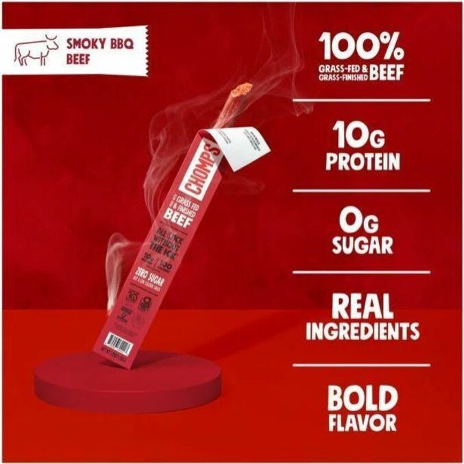 CHOMPS Beef Jerky Sticks - Barbeque - 1.15 oz - 24 / Pack
