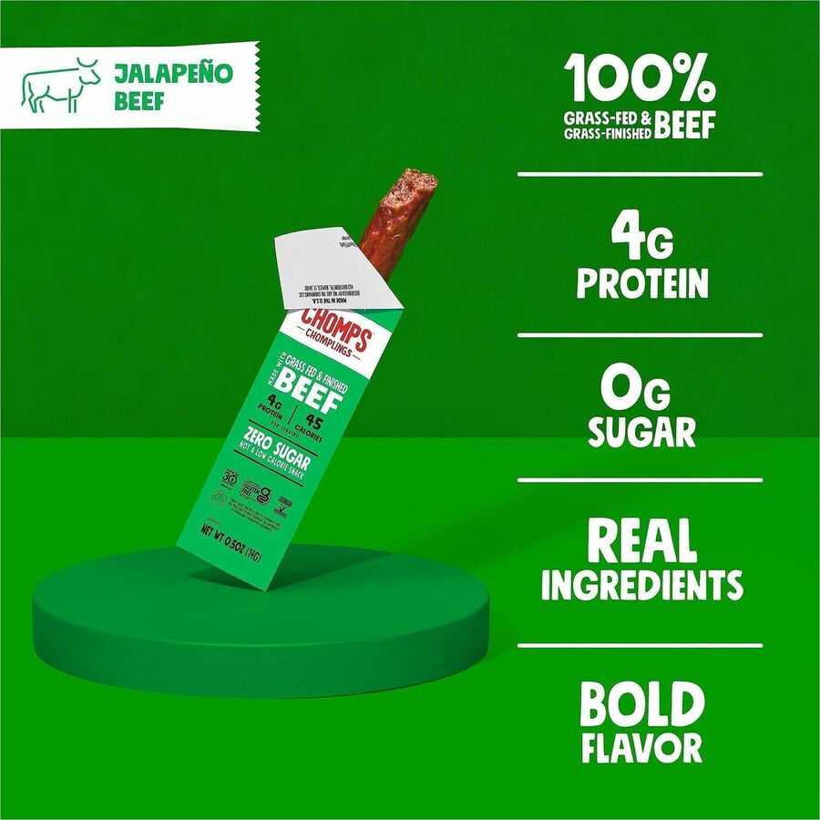 CHOMPS Chomplings Jalepeno Beef Jerky Sticks - 0.50 oz - 24 / Pack