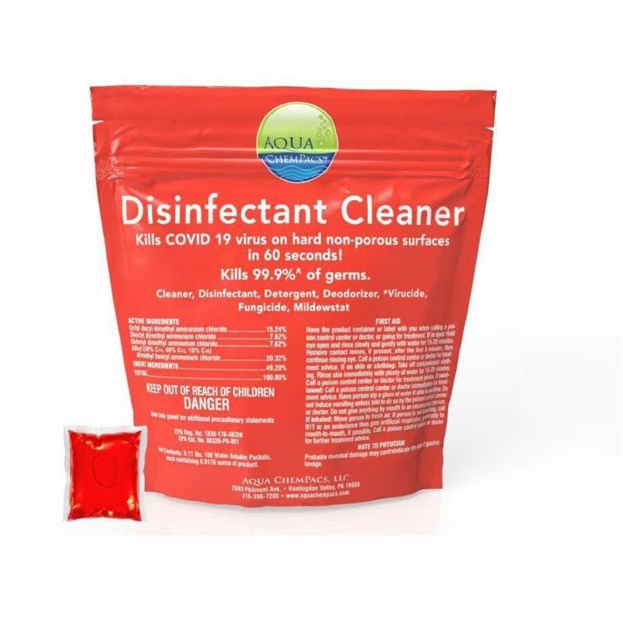 Diversey Disinfectant Floor Cleaner (RED), 1x 100ea, 4/CT - For Floor, Hospital, Nursing Home, School, Hotel, Restaurant, Home, Institutional, Hard Surface, Nonporous Surface - Liquid - 0.82 oz (0.05 lb) - Recommended For: Germs Remover - Deodorize, Vi...