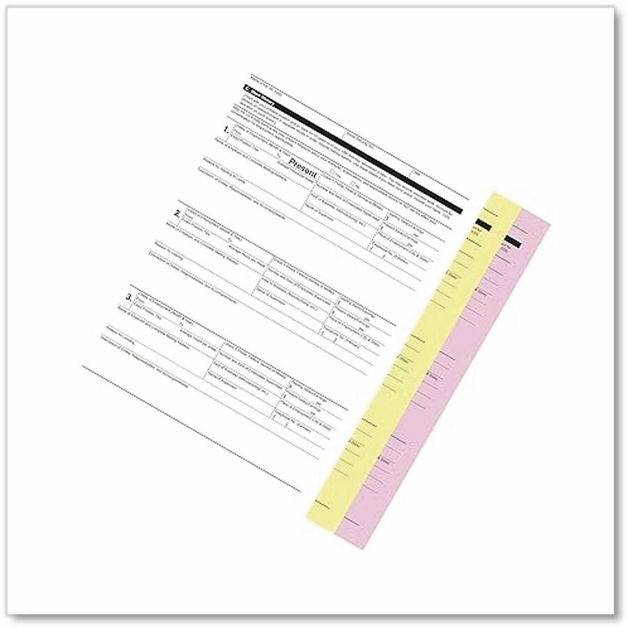 ICONEX Carbonless Paper - Letter - 8 1/2" x 11" - White, Canary, Pink - 5010 / Carton