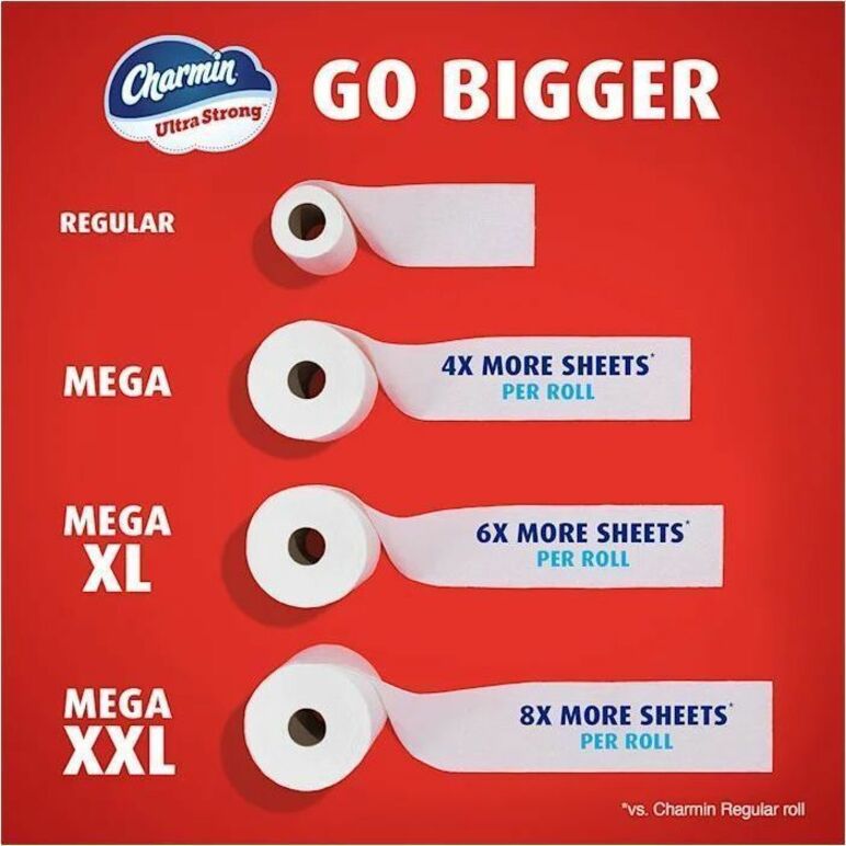Charmin Mega Roll Bath Tissue - 2 Ply - Mega - 220 Sheets/Roll - Diamond-Weave Texture - White - Paper - 24 / Carton