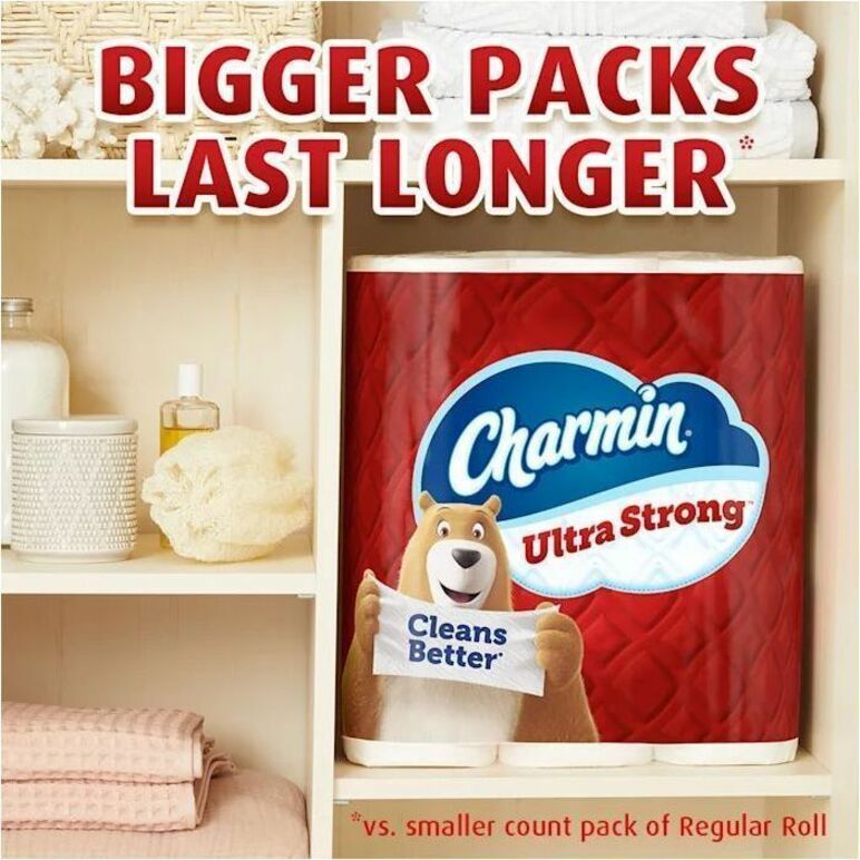 Charmin Mega Roll Bath Tissue - 2 Ply - Mega - 220 Sheets/Roll - Diamond-Weave Texture - White - Paper - 24 / Carton