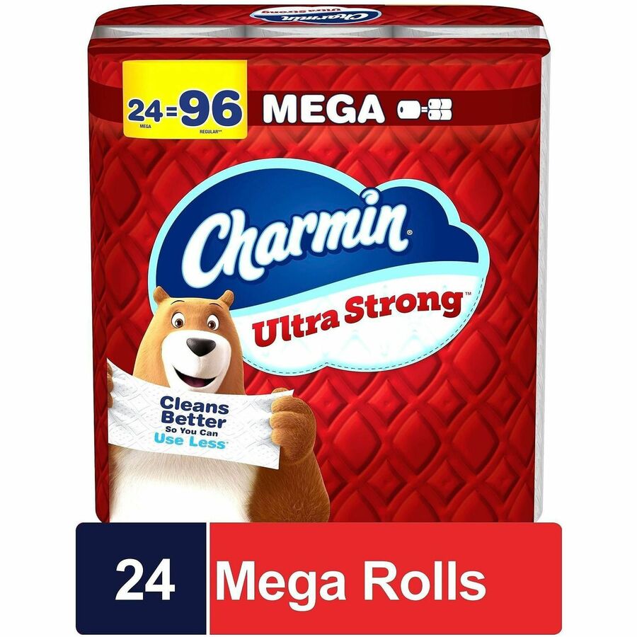 Charmin Mega Roll Bath Tissue - 2 Ply - Mega - 220 Sheets/Roll - Diamond-Weave Texture - White - Paper - 24 / Carton