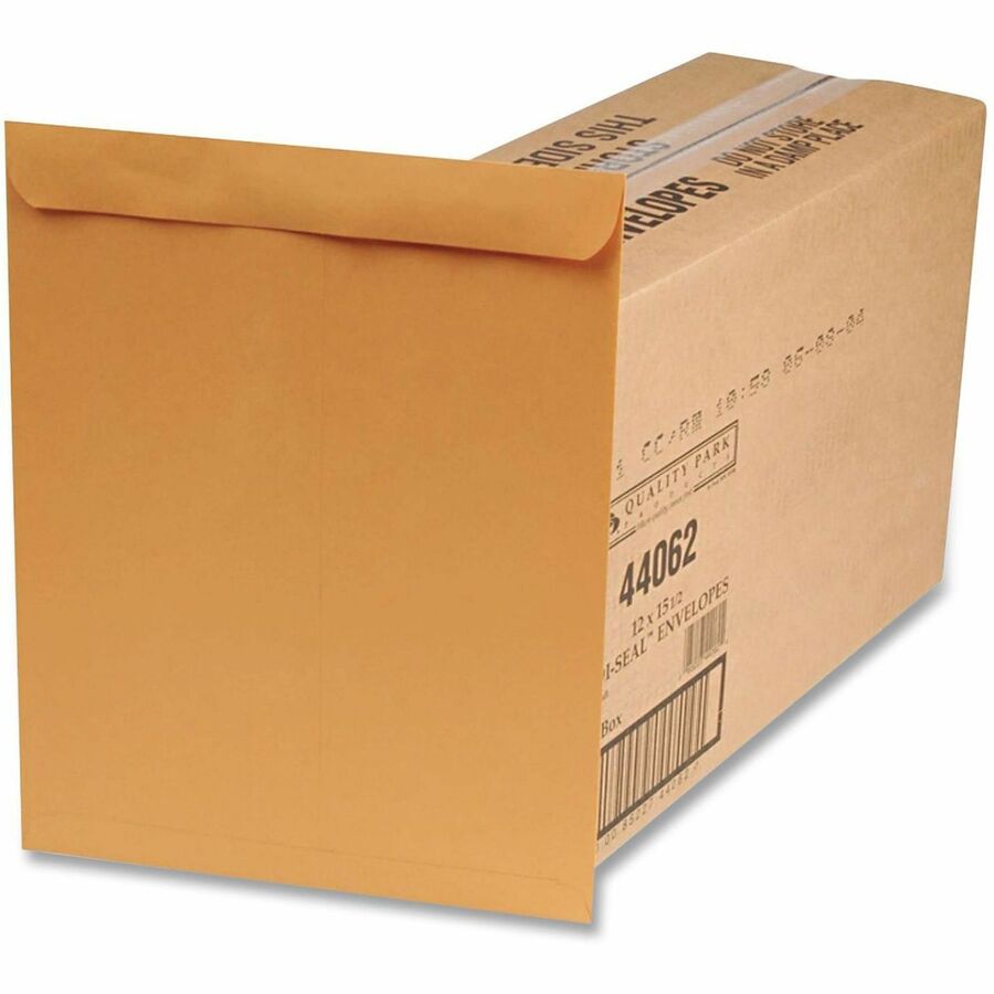 Quality Park Redi-Seal Catalog Envelopes - Catalog - 12" Width x 15 1/2" Length - 28 lb - Flap - Brown - Kraft - 250 / Carton