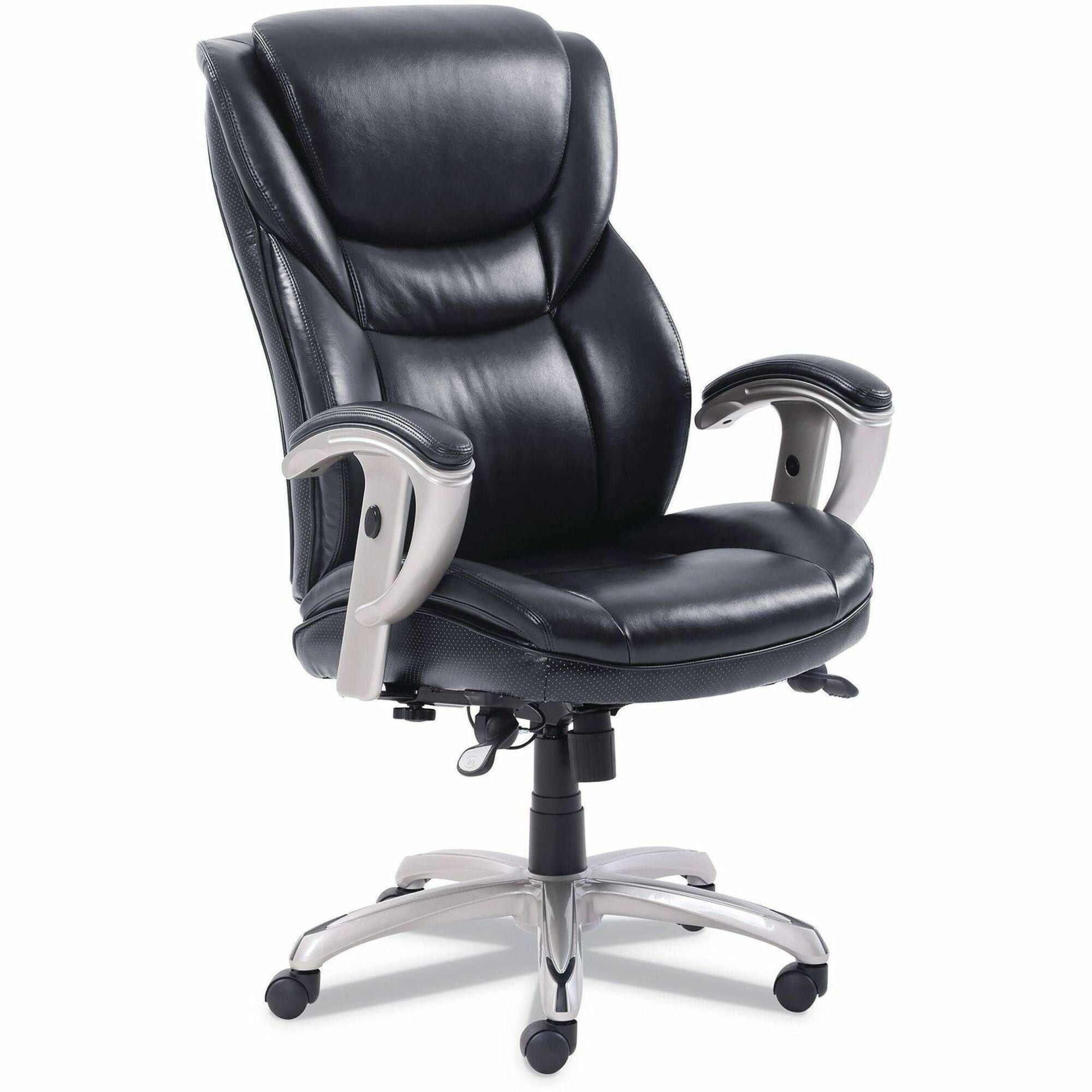 Serta Chair - Black Seat Color - Black Back Color - High Back - Black - MDF, Memory Foam, Bonded Leather - Armrest - 1 Each