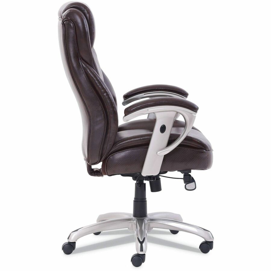 Serta Chair - Brown Seat Color - Brown Back Color - High Back - Black - MDF, Memory Foam, Bonded Leather - Armrest - 1 Each