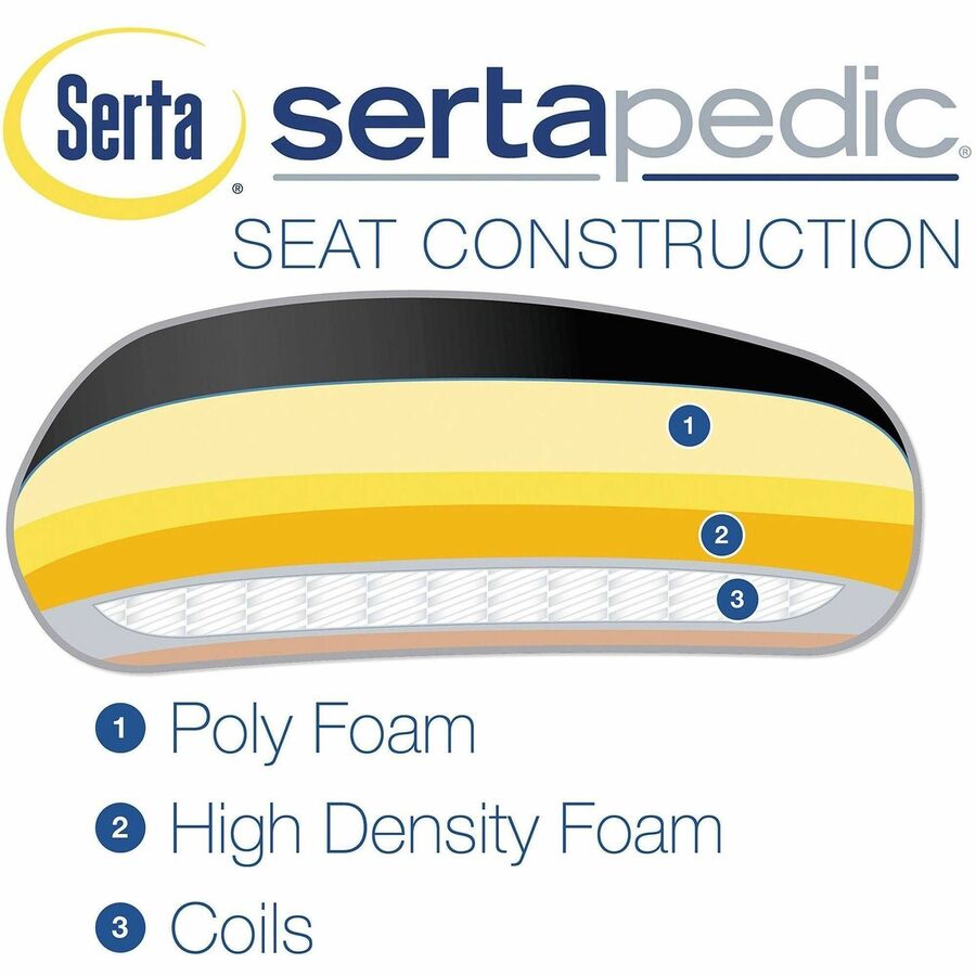 Serta Chair - Black Seat Color - Black Back Color - High Back - 5-star Base - Black - Memory Foam, Bonded Leather - 1 Each