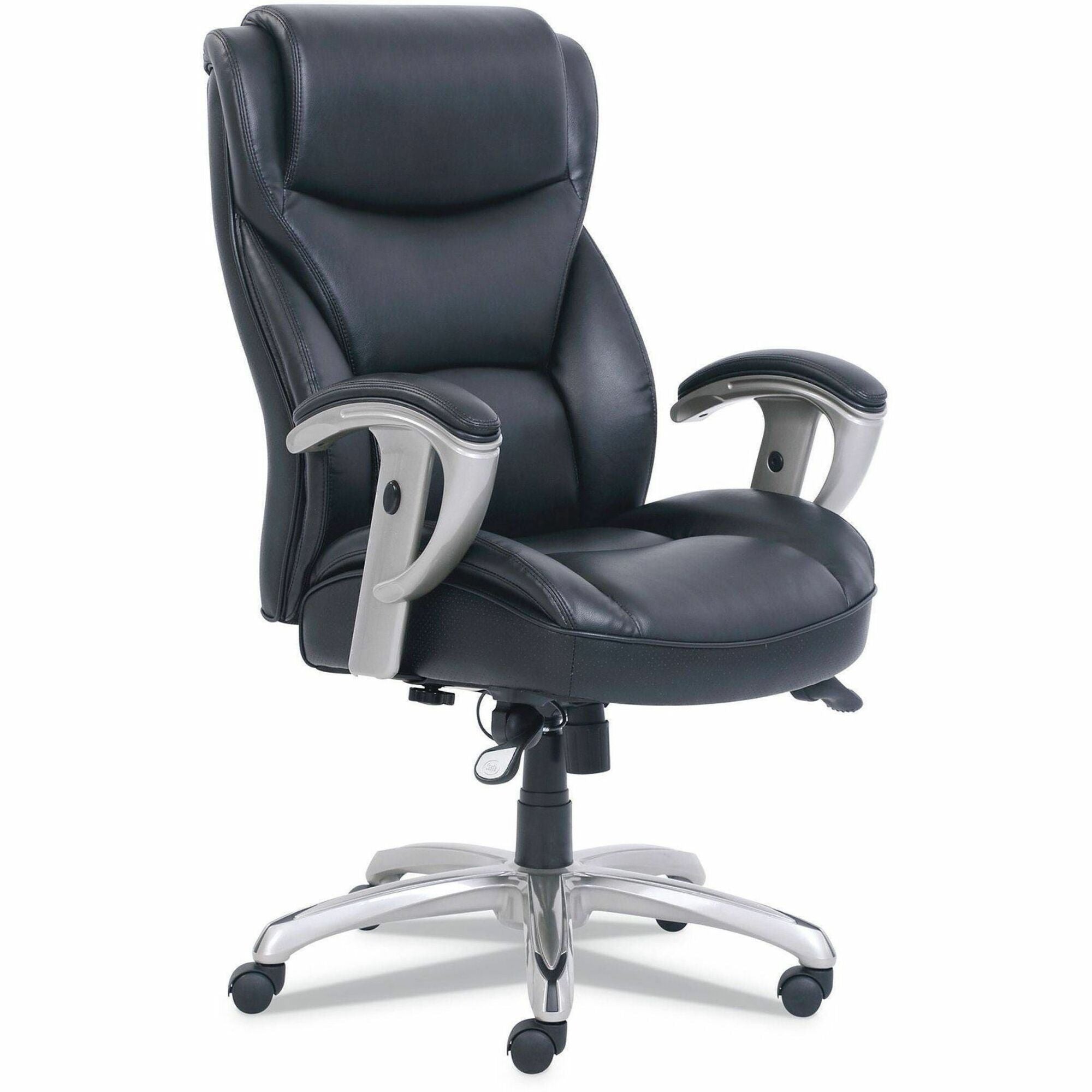 Serta Chair - Black Seat Color - Black Back Color - High Back - Black - MDF, Memory Foam, Bonded Leather - Armrest - 1 Each
