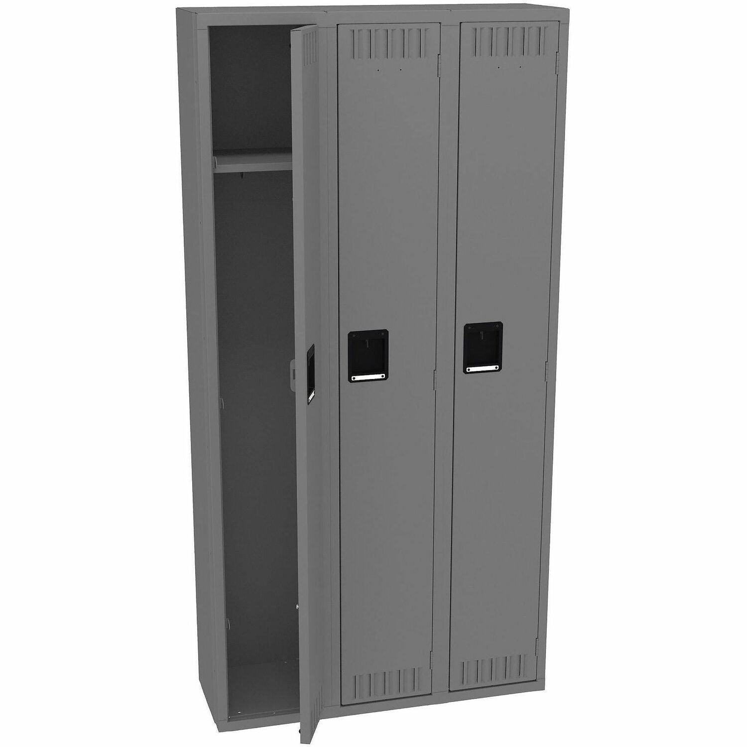 Tennsco Locker - 1 Shelve(s) - 1 Tier(s) - Vandal Resistant - for Office, School, Industrial - Overall Size 72" Height x 36" Width x 12" Depth - Medium Gray - Steel