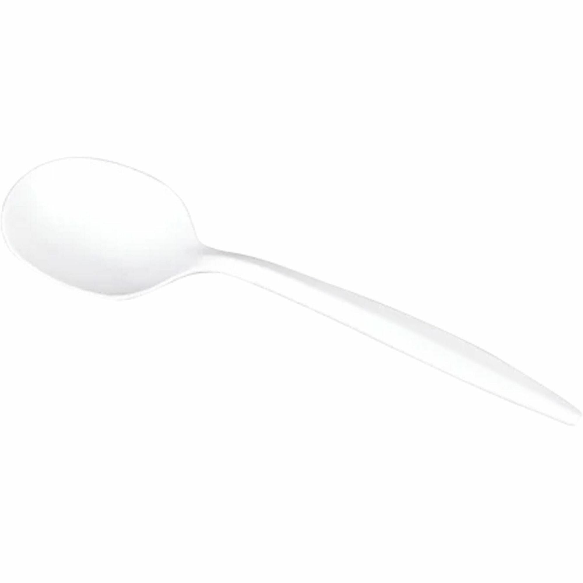 Karat Soup Spoon Med-weight/White - Soup Spoon - Soup Spoon - Restaurant, Cafeteria - Polypropylene Plastic - White - 100/Box - 10 / Carton