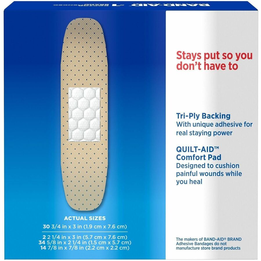 MERCHANDISE BAND-AID Sheer Adhesive Bandages - Assorted Sizes - Blue, Red, White - 80 / Box