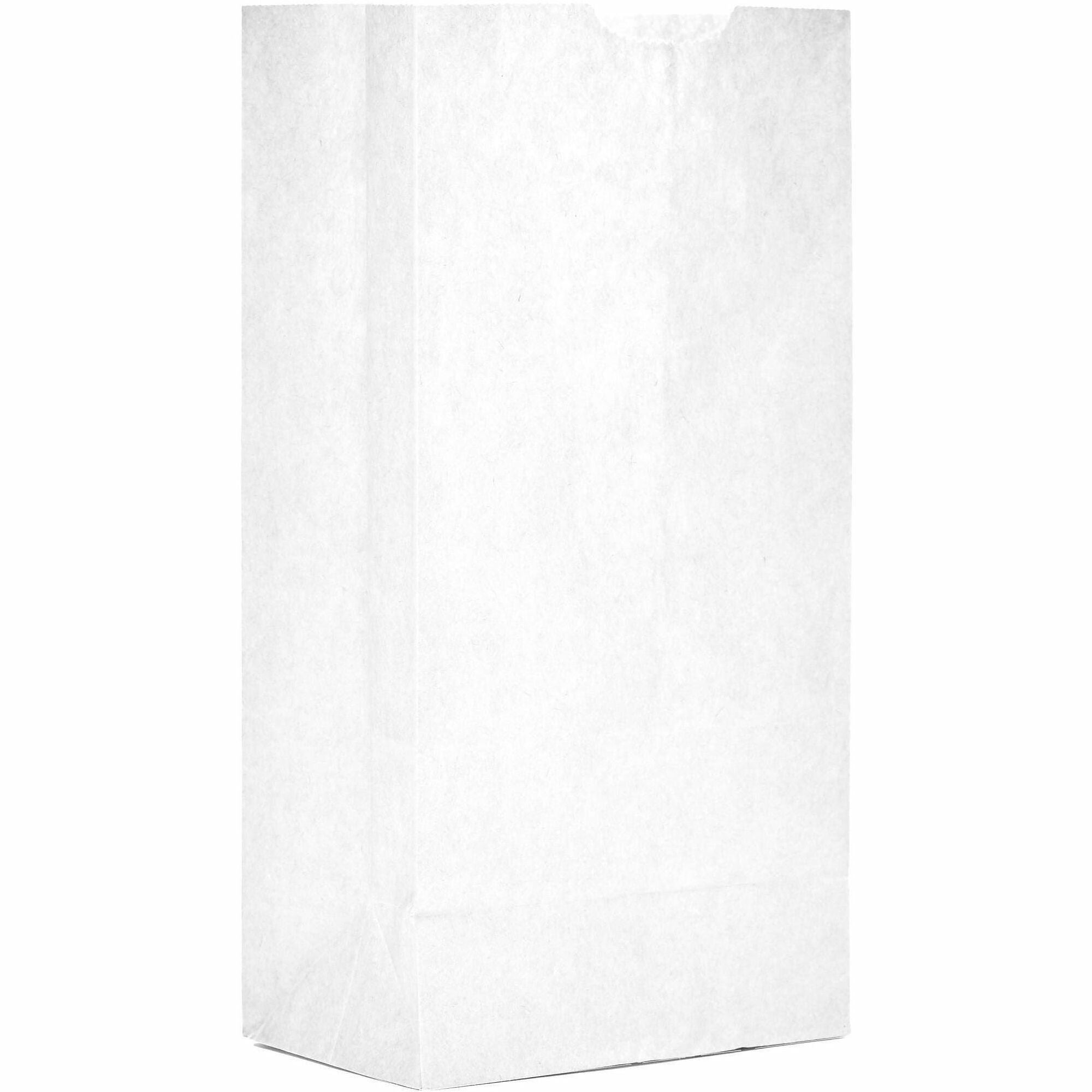 AJM Paper Grocery Bags - Bleached Kraft - Paper - Grocery, Supplies - Recycled - 500 / Carton