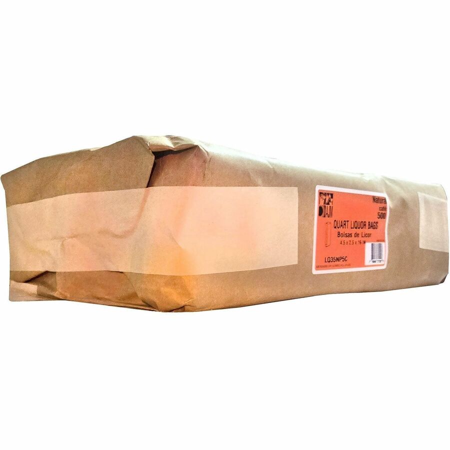 AJM Pint-Size Liquor Bags - Natural Kraft - Paper - Bottle, Supplies - Recycled - 500 / Carton