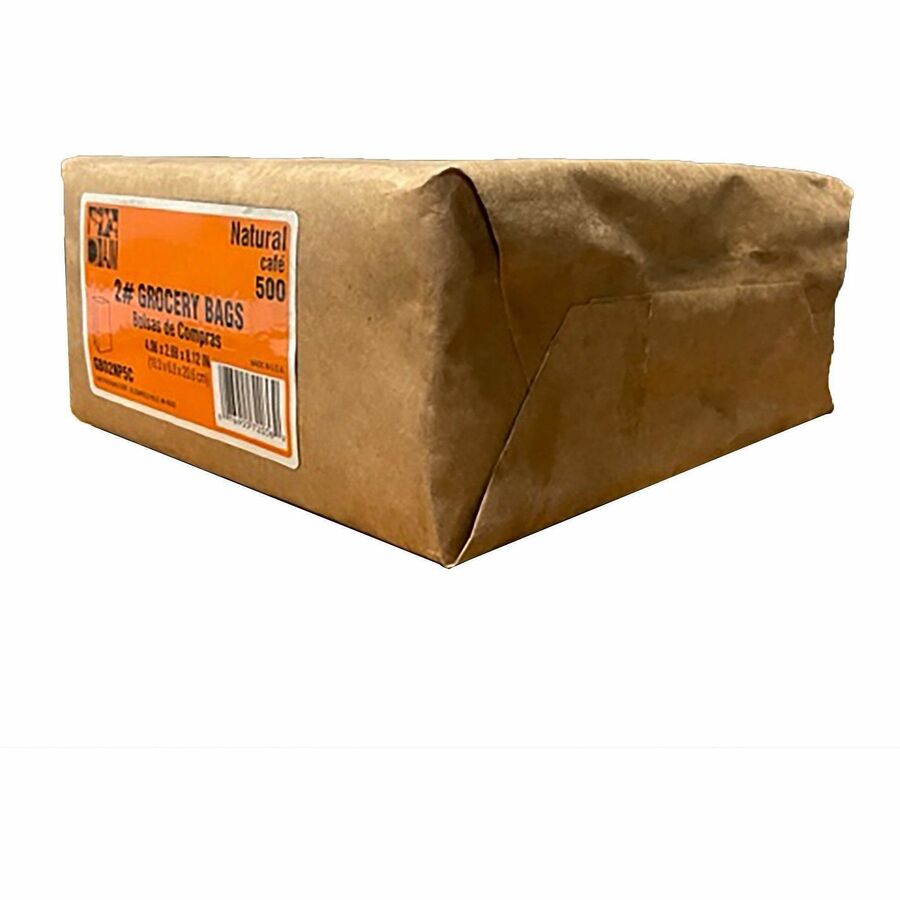 AJM Paper Grocery Bags - 2.40" Length x 4.30" Width - Brown - Paper - Grocery, Supplies - Recycled - 1 Pack