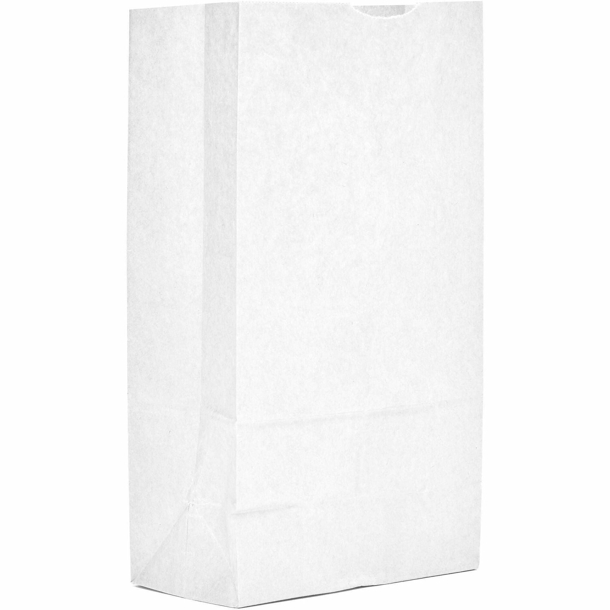 AJM Paper Grocery Bags - Bleached Kraft - Paper - Grocery, Supplies - Recycled - 500 / Carton