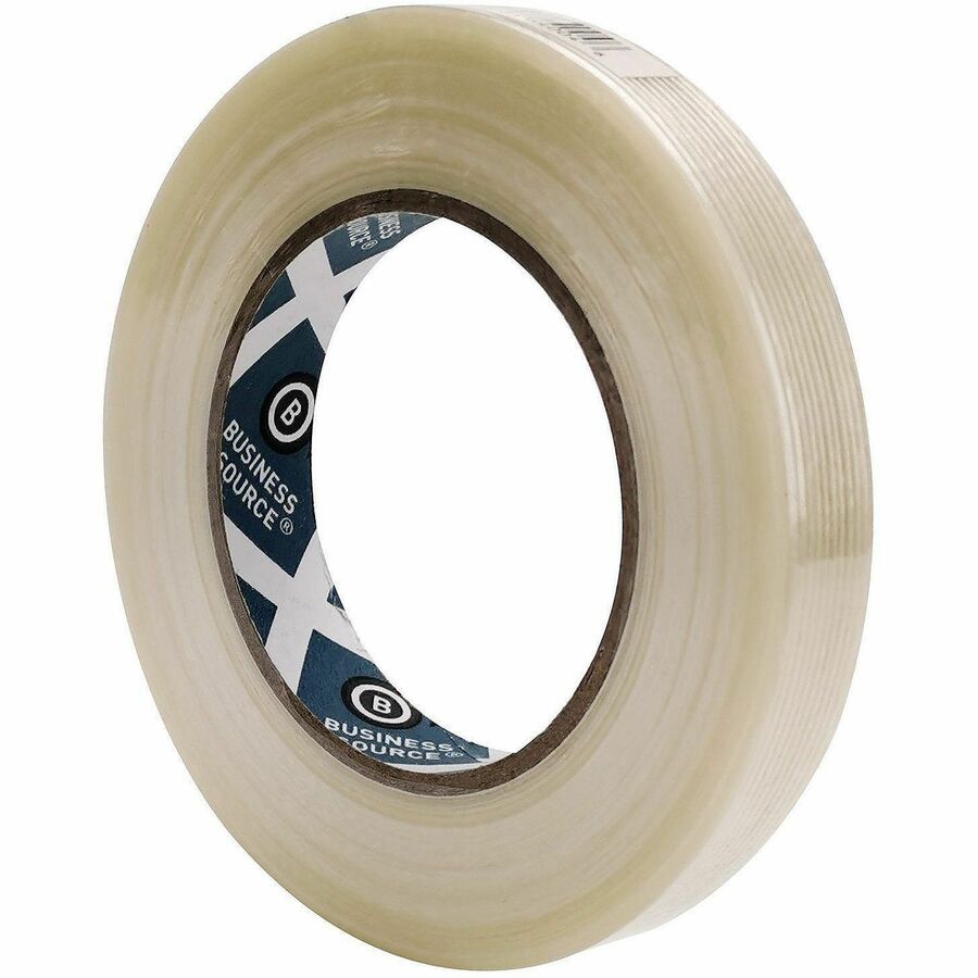 Business Source Filament Tape - 60 yd Length x 0.75" Width - 3" Core - White - Film (Fiberglass Reinforced) Backing - 1 Roll
