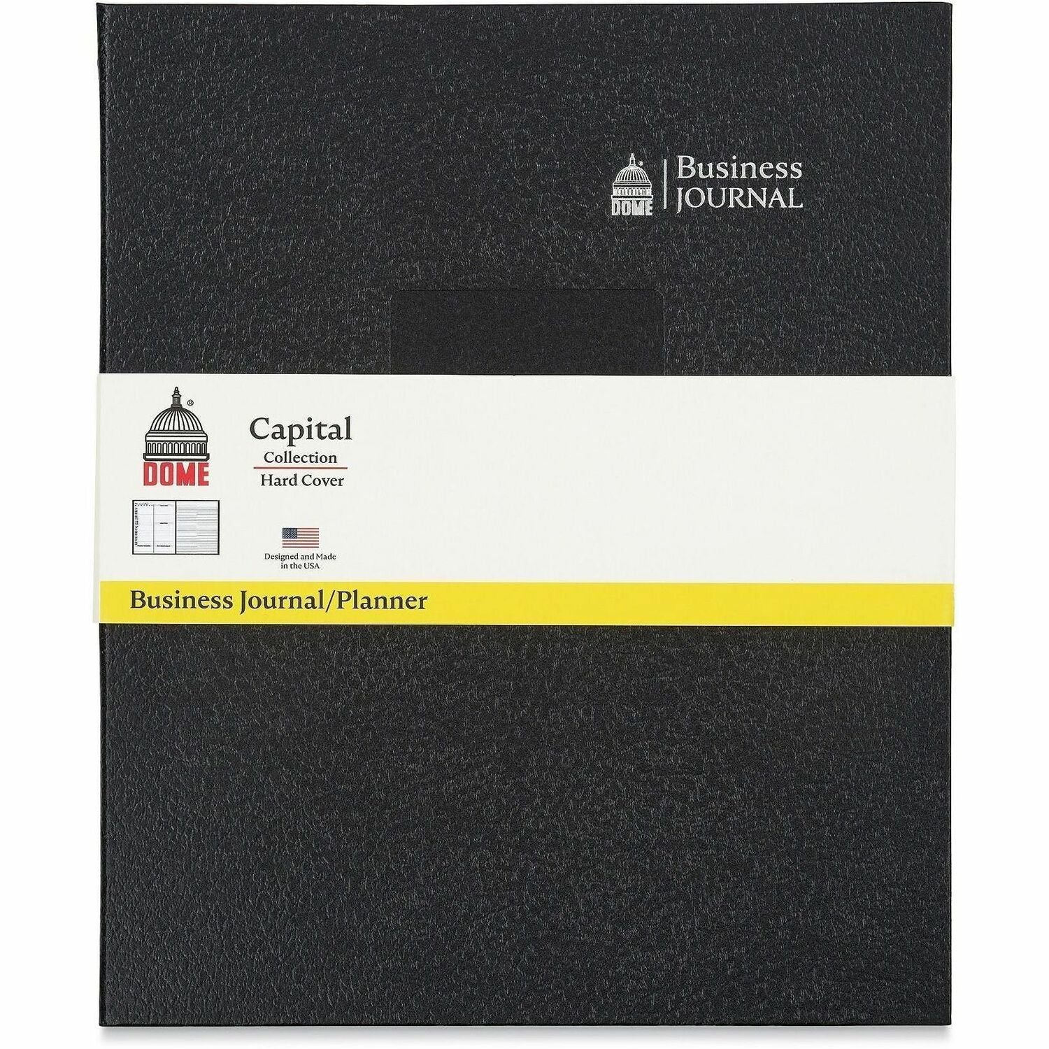 Dome Business Journal - 8 x 10 Inch Hardcover Professional Planner Notebook - Business - 8" x 10" Sheet Size - Bright White Sheet - Black Cover - Acid-free, Pocket, Bleed Resistant, Expandable Inner Pocket, Eco-friendly, Durable Cover, Hard Cover, Buil...