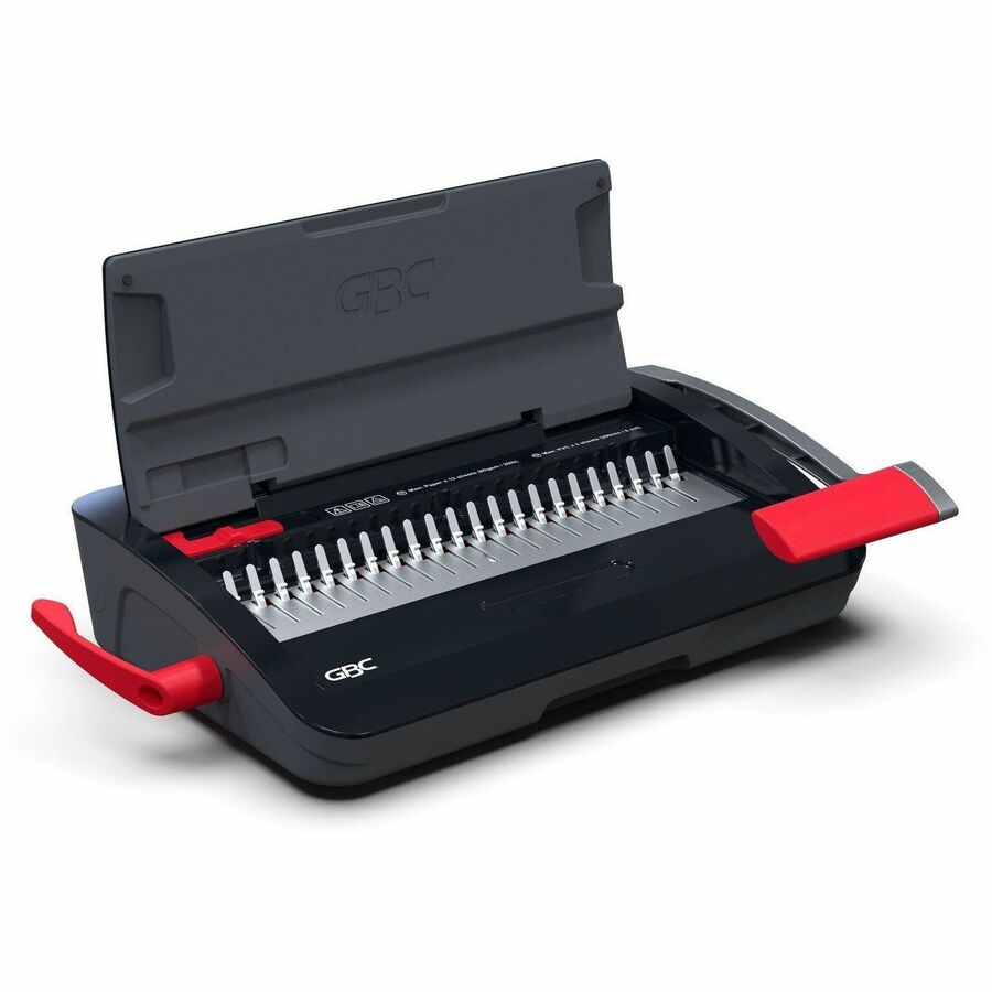 GBC CB12 CombBind Punch and Bind Machine - CombBind - 150 Sheet(s) Bind - 12 Punch - 3.6" Height x 17.9" Width x 11.4" Depth - Black, Red