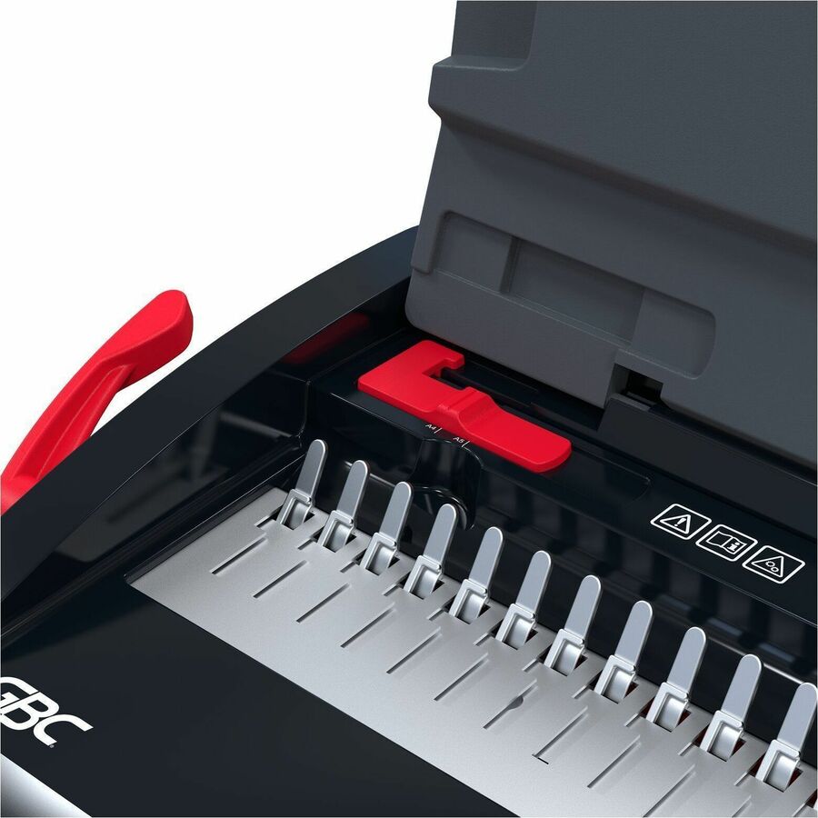 GBC CB12 CombBind Punch and Bind Machine - CombBind - 150 Sheet(s) Bind - 12 Punch - 3.6" Height x 17.9" Width x 11.4" Depth - Black, Red