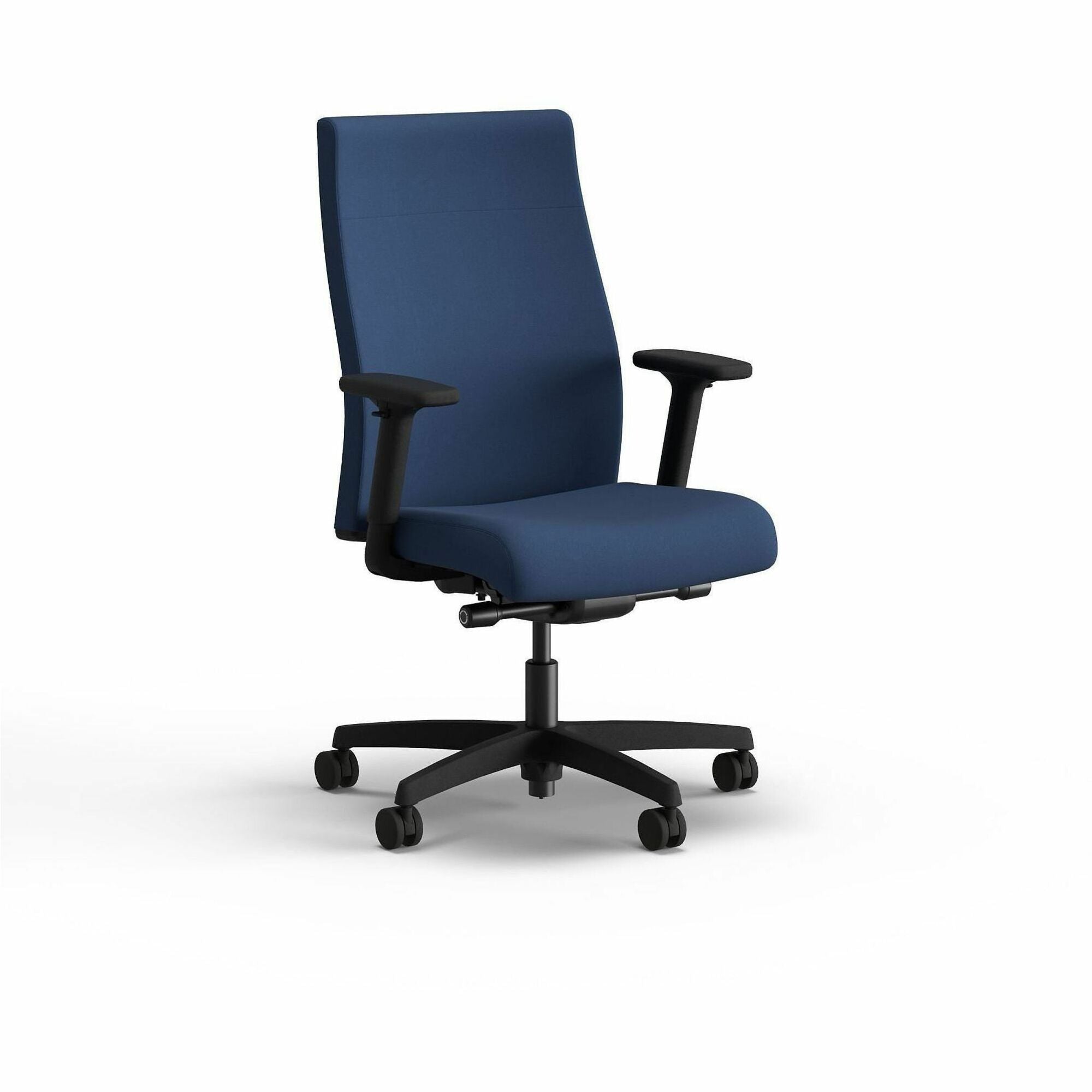 HON Ignition 2.0 Chair - Blue Seat Color - Vinyl Seat Material - Blue Back Color - Vinyl Back Material - Black Frame Color - Plastic Frame Material - High Back - 5-star Base - Blue - Vinyl, Plastic - Armrest - 1 Each