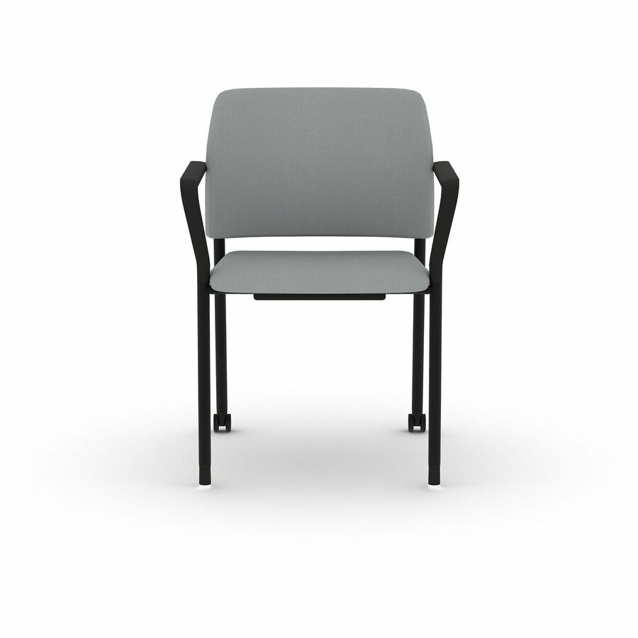HON Accommodate Fixed Arms Guest Chair - Steel Frame Material - Four-legged Base - Gray - Vinyl - Armrest - 2 / Carton