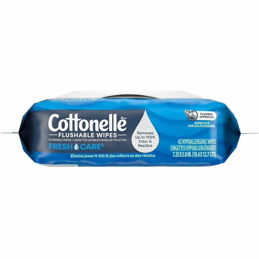 Cottonelle Flushable Wipes - 3.75" Width x 5.50" Length - CleaningRipples Texture - White - Fiber - 12 / Carton