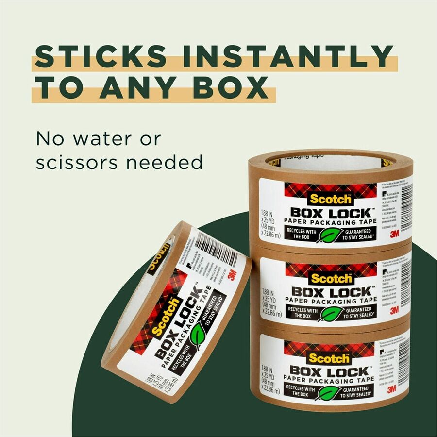 Scotch Box Lock Packaging Tape Refill - Brown - Split Resistant, Tear Resistant - For Packaging, Box, Cardboard - 1 Each