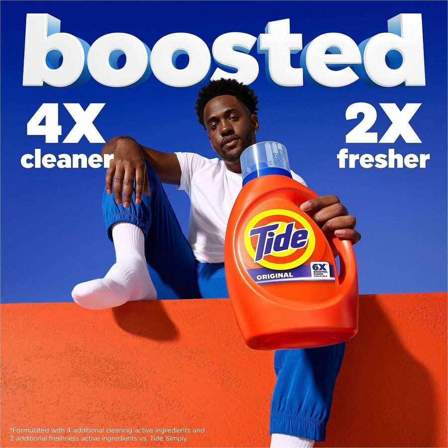 Tide Liquid Laundry Detergent - For Laundry, Fabric, Clothes - Liquid - 80 fl oz (2.5 quart) - Original Scent - 64 Loads - Recommended For: Stain Remover, Grease Remover, Dirt Remover - Orange - 4 / Carton