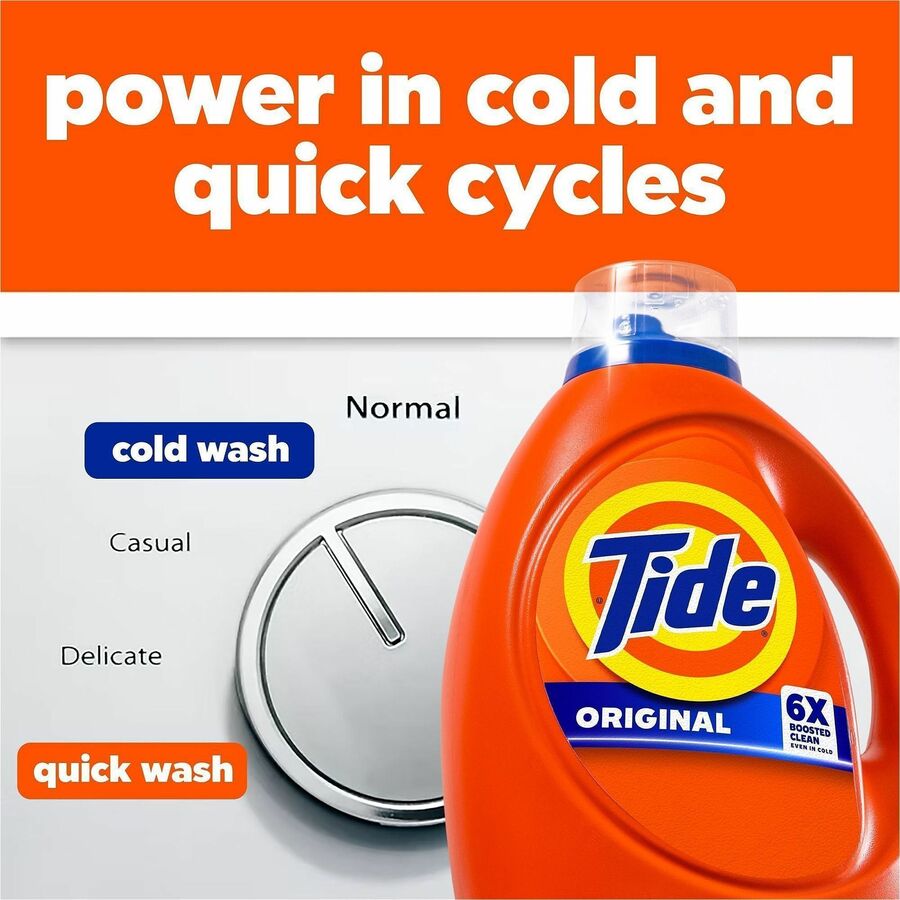 Tide Liquid Laundry Detergent - For Laundry, Fabric, Clothes - Liquid - 80 fl oz (2.5 quart) - Original Scent - 64 Loads - Recommended For: Stain Remover, Grease Remover, Dirt Remover - Orange - 4 / Carton