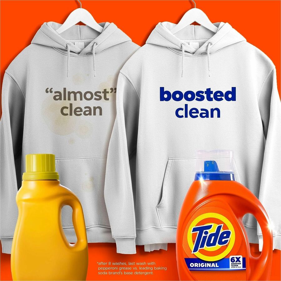 Tide Liquid Laundry Detergent - For Laundry, Fabric, Clothes - Liquid - 80 fl oz (2.5 quart) - Original Scent - 64 Loads - Recommended For: Stain Remover, Grease Remover, Dirt Remover - Orange - 4 / Carton