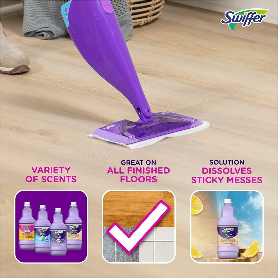 Swiffer WetJet MultiSurface Cleaner - For Multi Surface - 40.6 fl oz (1.3 quart) - Recommended For: Bacteria Remover, Dirt Remover, Grime Remover - Quick Drying - Purple - 4 / Carton