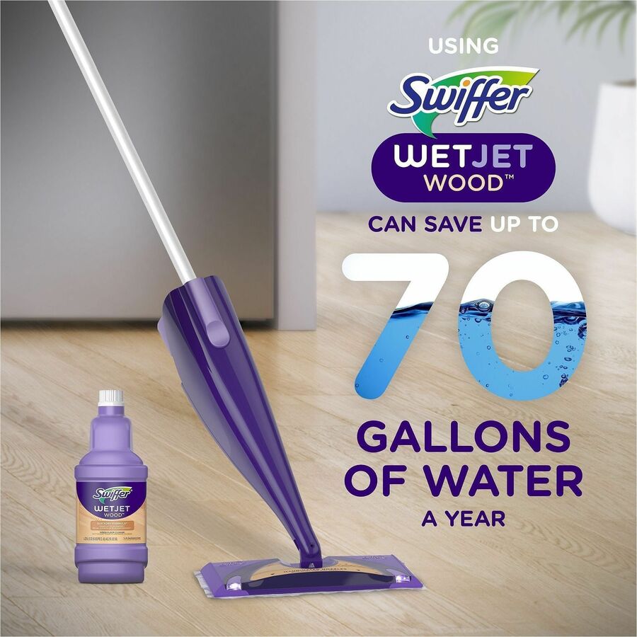 Swiffer WetJet MultiSurface Cleaner - For Multi Surface - 40.6 fl oz (1.3 quart) - Recommended For: Bacteria Remover, Dirt Remover, Grime Remover - Quick Drying - Purple - 4 / Carton