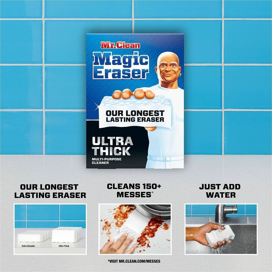 Mr. Clean Magic Eraser Sponge, All Purpose Cleaner, Ultra Thick - For Multi Surface, Multipurpose - Sponge - Recommended For: Grime Remover, Soap Scum Remover, Grease Remover, Dirt Remover, Scuff Mark Remover, Permanent Marker Remover, Stain Remover, W...