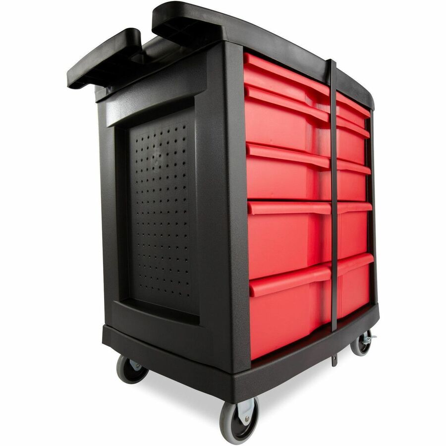 Rubbermaid Commercial 5 Drawer Mobile Work Center, Black - 5 Drawer - 250 lb Load Capacity - 4 Casters - 4" Caster Size - 32.63" Length x 19.90" Width x 33.50" Height - Black, Red - 1 Each