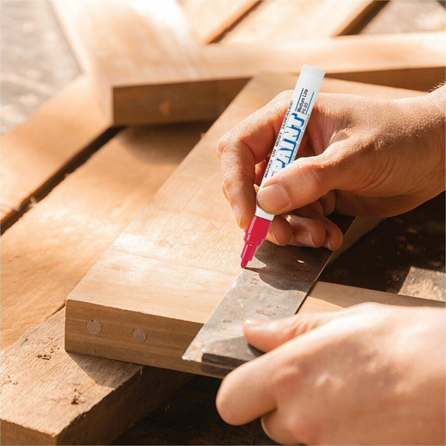 uni&reg; PX-30 uni-Paint Broad-Line Markers - Broad, Bullet, 8 mm, Chisel Marker Point - Blue Ink - Oil Based - White Metal, Aluminum Barrel - Acrylic Tip - Multipurpose - 1 Each