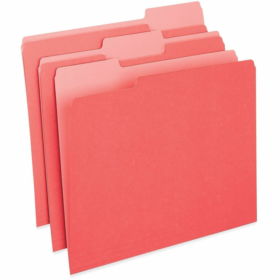 Universal Deluxe 1/3 Tab Cut Letter Recycled Top Tab File Folder - 8 1/2" x 11" - 3/4" Expansion - Top Tab Location - 11 pt. - Stock - Red, Light Red - Tear Resistant, No-sag Expansion, Index Tab - 10% Recycled - 100 / Box