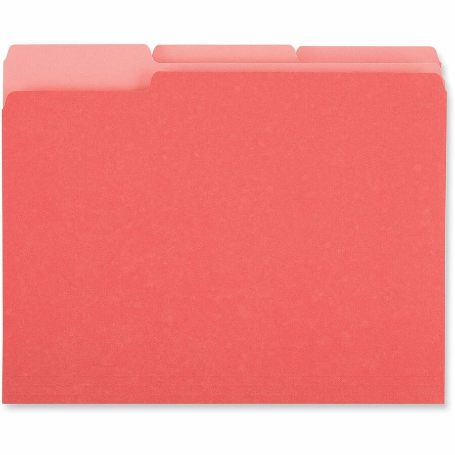 Universal Deluxe 1/3 Tab Cut Letter Recycled Top Tab File Folder - 8 1/2" x 11" - 3/4" Expansion - Top Tab Location - 11 pt. - Stock - Red, Light Red - Tear Resistant, No-sag Expansion, Index Tab - 10% Recycled - 100 / Box