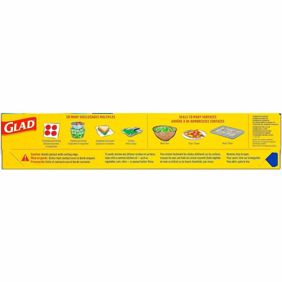 Glad Press'N Seal Multipurpose Wrap - 11.80" Width x 71.10 ft Length - Leak Proof, BPA Free, Microwave Safe, Airtight - Plastic - Frosted Clear - 12 / Carton